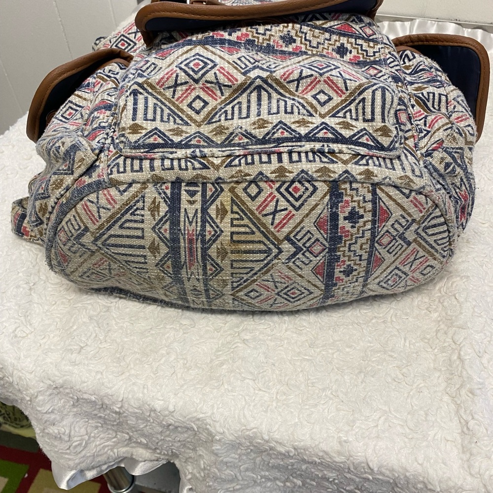 Mudd Tribal school bag Table and Tower Aztec Navy Pink Brown - Picture 7 of 8